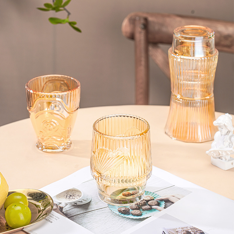 Creative Koi Fish Cup Four-piece set, fish-shaped stacked cups, household "Yearly Abundance" glass tea set, stackable gift cups details Picture