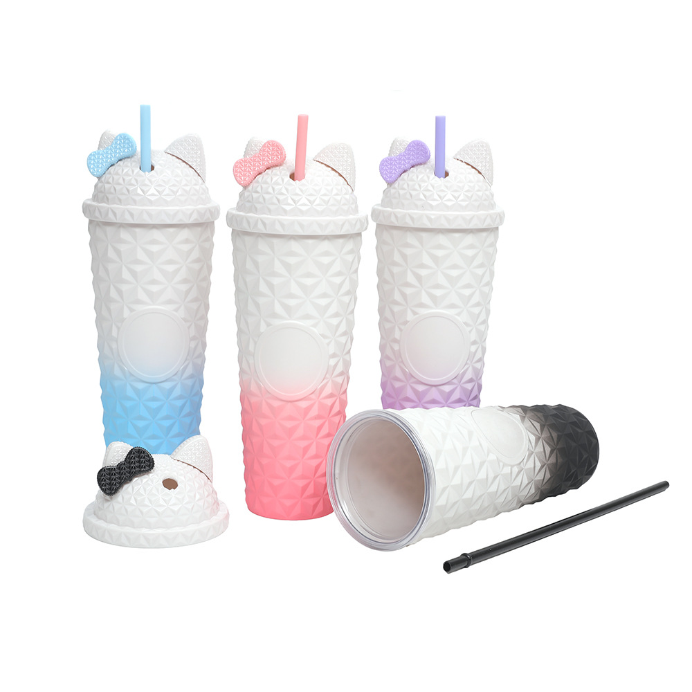 2025 New cross-border factory direct supply Durian Cup, Katie double-layer plastic Diamond cup, large capacity creative straw cup Application Scenario