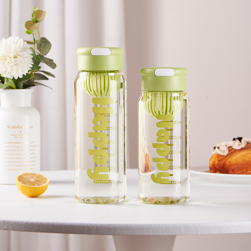 Simple water cup with tea strout, portable plastic water cup, silicone handle, high appearance level, direct drinking cup, space cup wholesale customization full figure