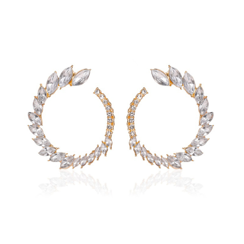 New European and American personalized earrings, horse eye zircon earrings, women's unique and elegant stud earrings, super flash zircon bridal earrings Item Picture