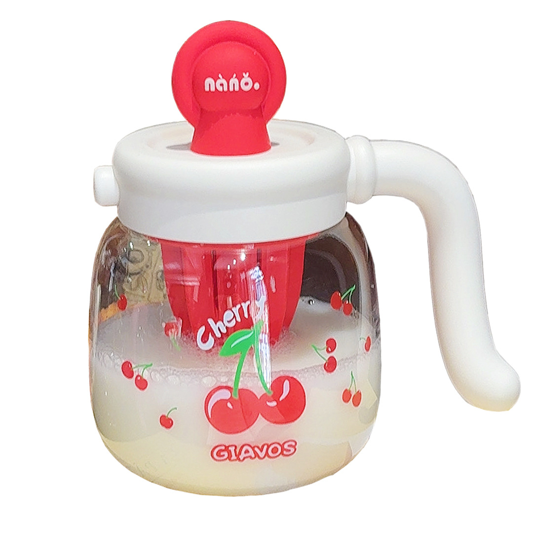 Girls' tritan water cup, high appearance level, tea-making table straw cup, big belly, cute, large capacity, plastic cup with handle Item Picture