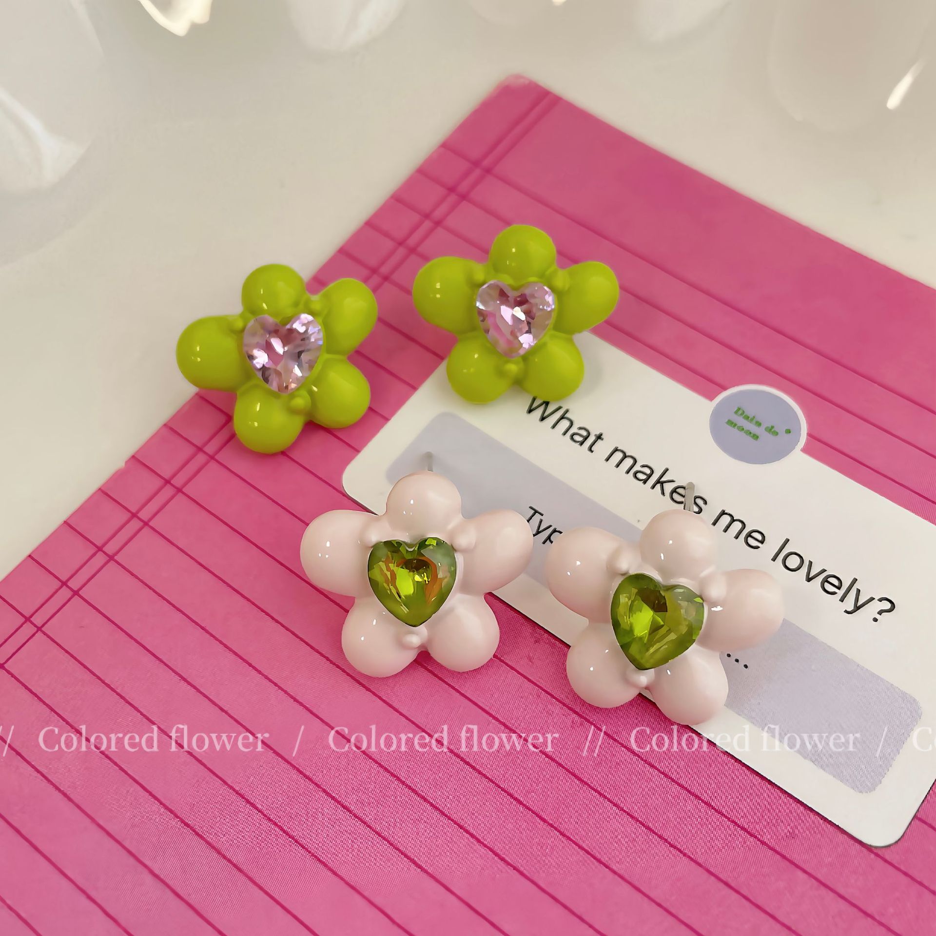 New enamel design style zircon micro-inlaid flower stud earrings and earrings in Korean style, a rare and cute Instagram style for women Application Scenario