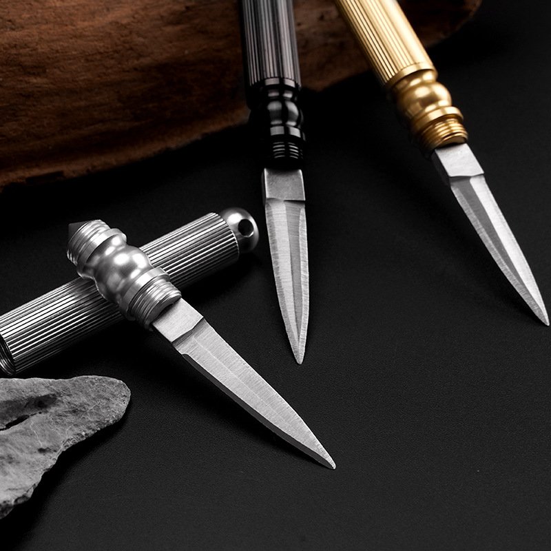 Outdoor multi-functional tube knife, self-defense mini folding knife, portable window-breaking tool, engraving knife, multi-functional fruit knife Specification drawing