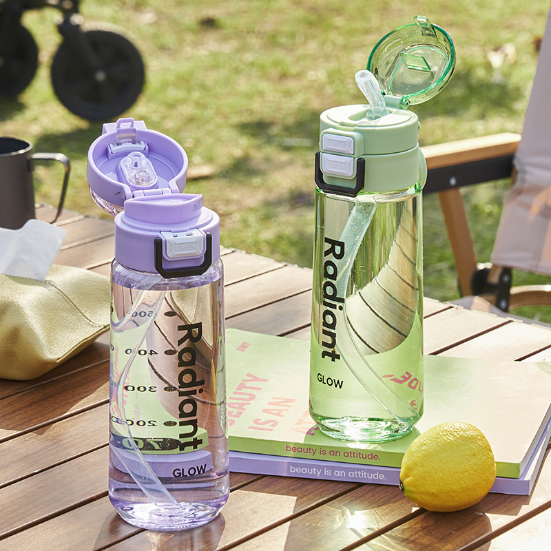Fuxing Double drinking Cup Portable Outdoor summer plastic water bottle, high appearance level sports water bottle, spring lid men's and women's straw cups details Picture