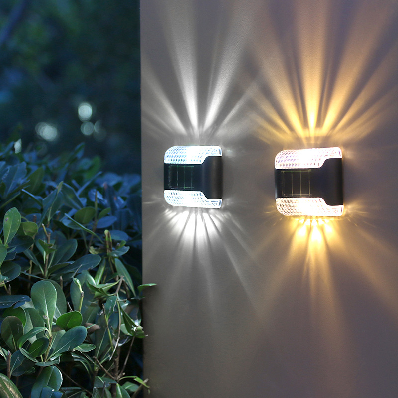 Solar wall lamps, outdoor garden and courtyard decoration, home night lights, waterproof upper and lower luminous decorative fence lights details Picture