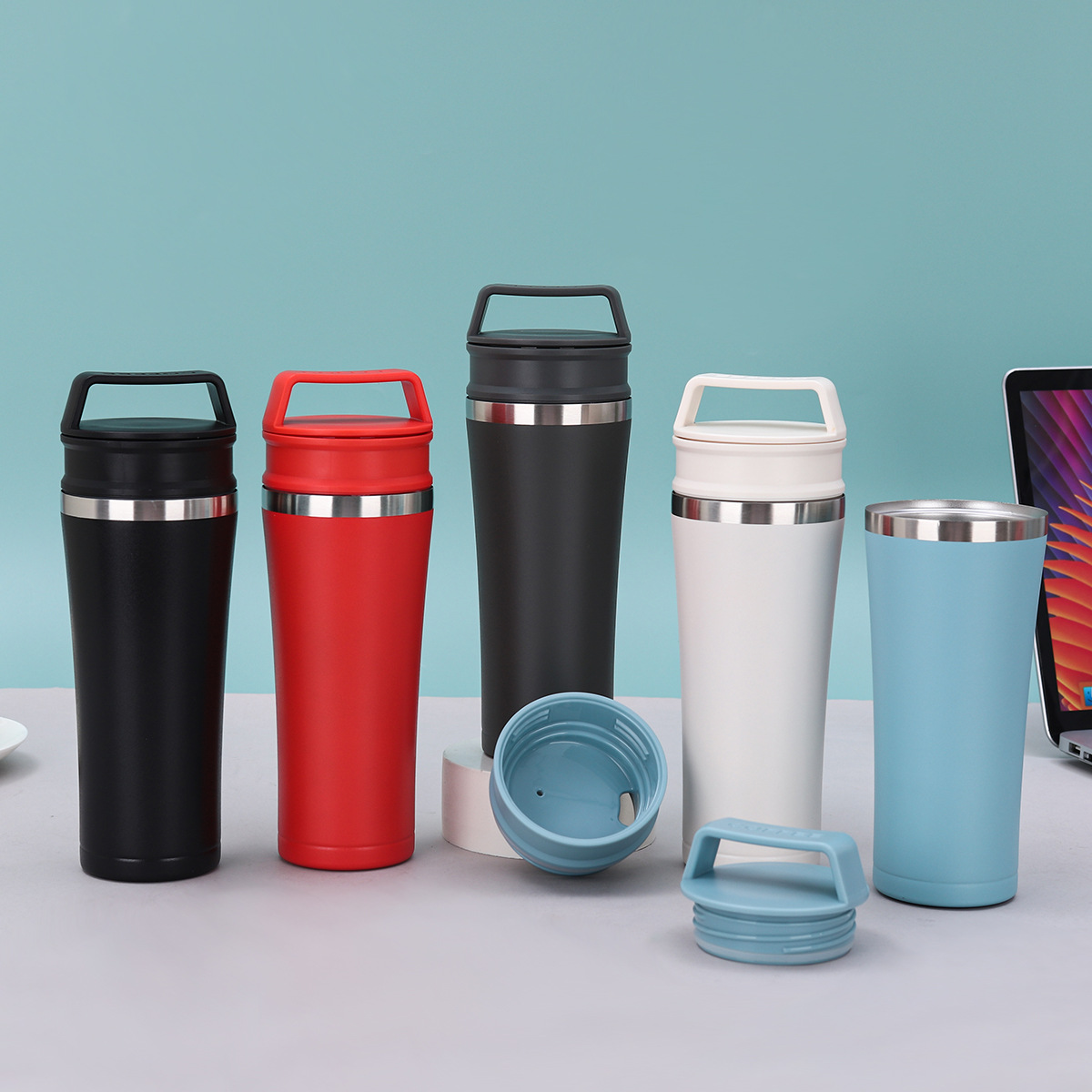 Wholesale of creative new portable coffee cups, stainless steel insulated cups, outdoor sports gift cups for men and women details Picture