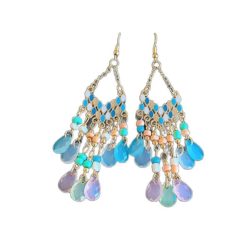 Chinese-style horse face skirt tassel earrings, new Chinese-style ear hook earrings for women, 2025 new style ancient style high-end ear stud earrings Item Picture