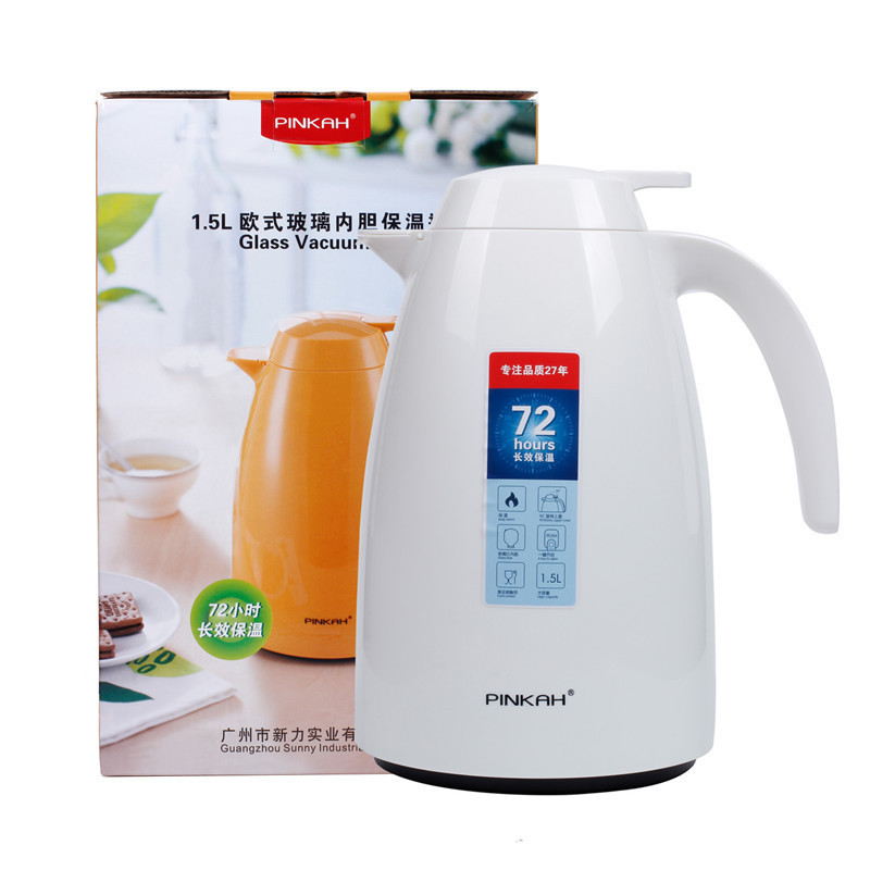 Pinjia Jiapin 1.5L European-style home thermos flask with glass inner liner, large-capacity household thermos flask with thermometer full figure