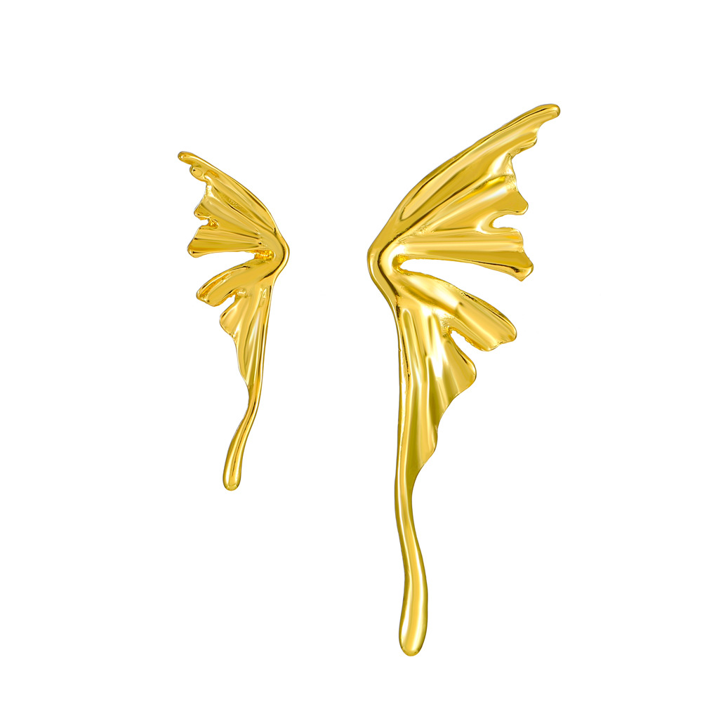 European and American ins simple liquid butterfly stud earrings, a fashionable and niche design for women, asymmetrical butterfly wing earrings and earrings Item Picture