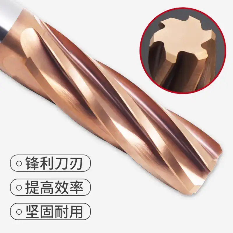 60-degree cemented carbide tungsten steel spiral reamers, extended reamers, 65-degree spiral reamers, 6-edge milling cutters for machines, coating details Picture