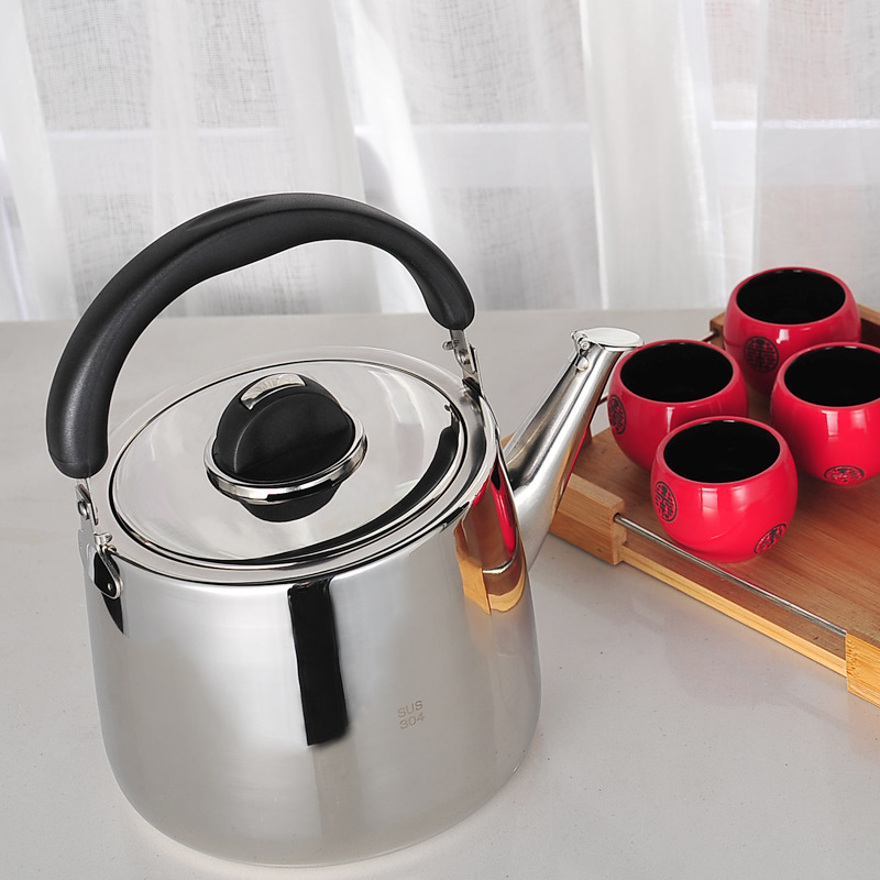 Wholesale European-style beveled mouth kettles, thickened stainless steel household kettles, induction cookers, gas stoves, universal whistling kettles Application Scenario