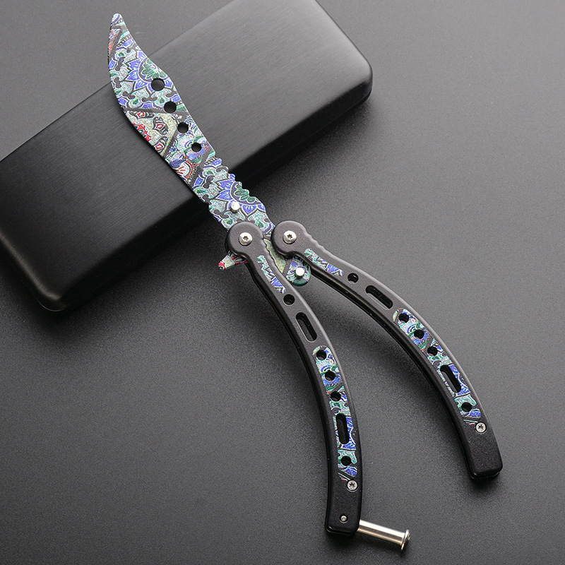 Butterfly Knife, all-steel folding knife, novice practice outdoor knife, unedged swing hand csgo peripheral fancy game knife undefined