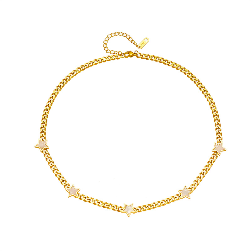 Korean-style fashionable and niche design, versatile five-pointed star chain titanium steel metal jewelry, exquisite collarbone necklace Item Picture