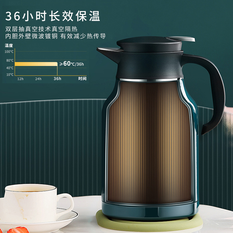 304 stainless steel welcome pot, European coffee pot, double-layer hot water kettle, household thermos, teapot, vacuum insulated pot Application Scenario
