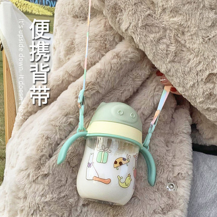 Baby drinking cup, leak-proof and anti-choking straw cup, children's water bottle, portable and shock-resistant with handle, suitable for going out to kindergarten details Picture