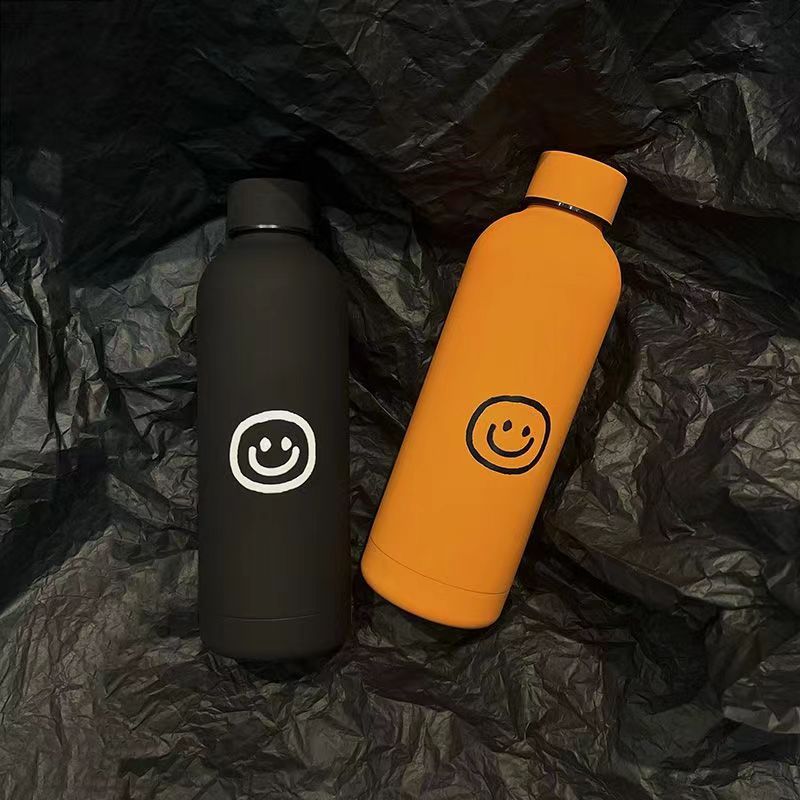 Smiling direct drinking cup, simple round head smiling portable stainless steel insulated cup, couple, Internet celebrity, student, high appearance level water cup Specification drawing