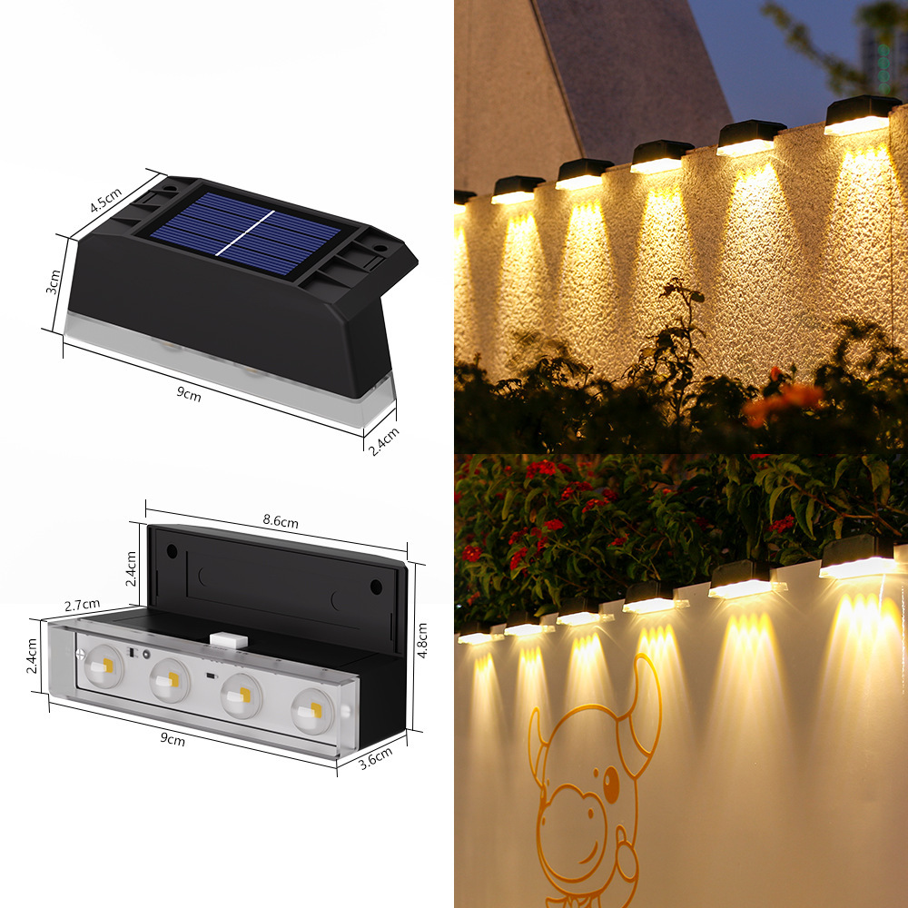 Solar outdoor lights, wall-washing lights, villa garden courtyard exterior wall waterproof landscape spotlights, simple staircase step lights Application Scenario