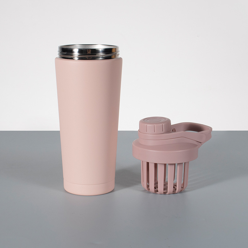 Hot-selling new product: Private mold CUP304 stainless steel shaker cup protein powder shaker cup portable stirring handle water bottle Specification drawing