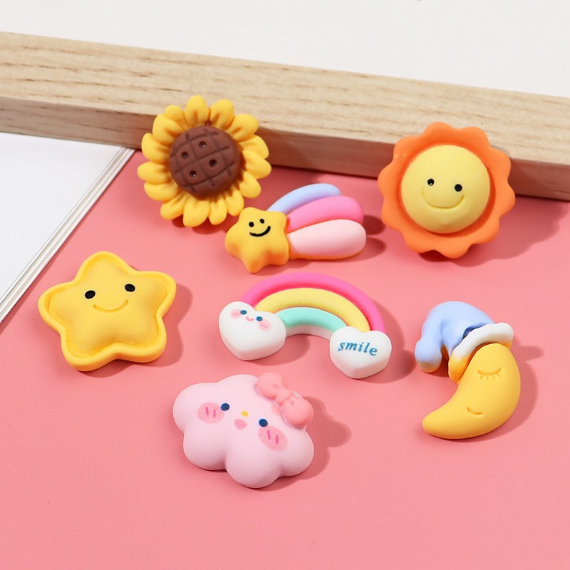 Cream glue accessories, rainbow cloud moon cartoon cute handcrafted ornaments, diy resin accessories for phone case materials Specification drawing