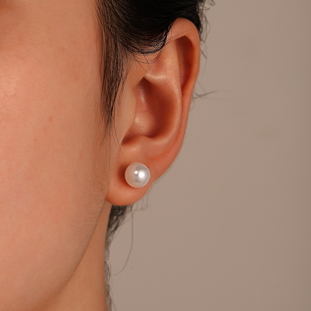 European and American simple imitation pearl stud earrings, fashionable, small and elegant, Korean personality earrings, round pearl earrings wholesale details Picture