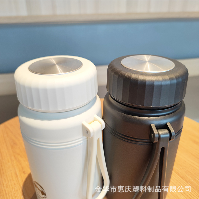 Portable handle stainless steel insulated cup, large-capacity couple cup with tea compartment, tea water cup, office cold preservation ice cup details Picture