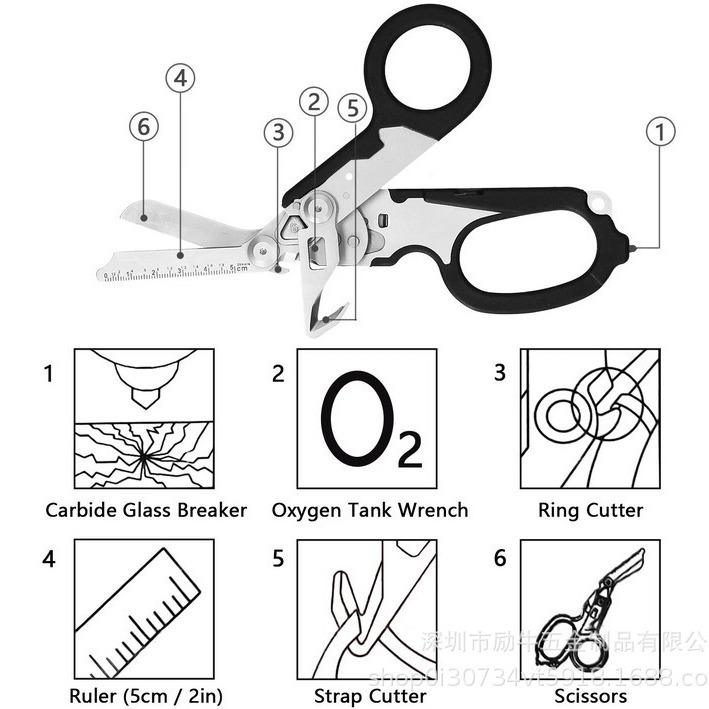 Experts choose the same multi-functional tactical pliers, first aid scissors, outdoor raptor scissors and foldable scissors as Lezeman Specification drawing