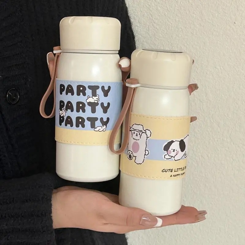 Simple temperature-showing insulated cup, high school girls' appearance level, 304 stainless steel straw cup, cute students, portable, large capacity details Picture