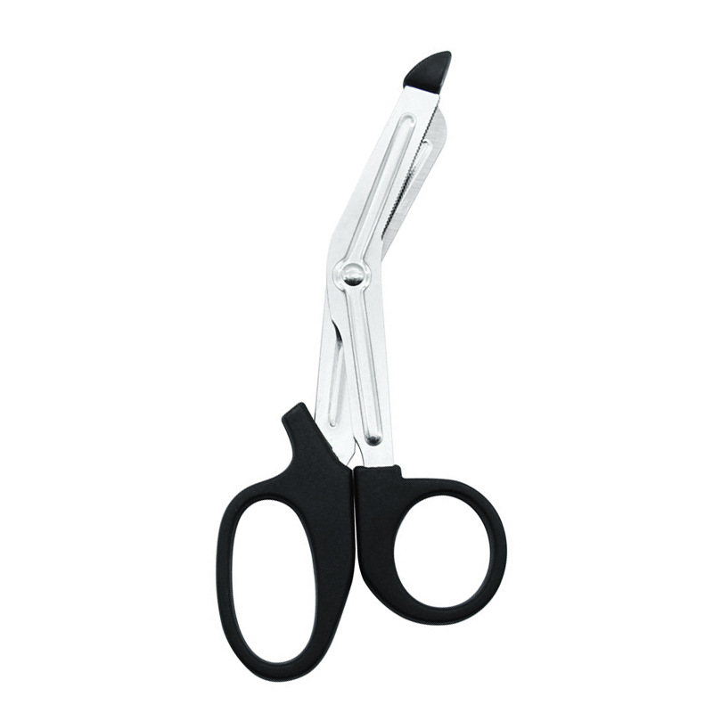 Stainless steel bandage scissors, medical gauze scissors, dressing scissors, serrated elbow scissors, outdoor life-saving canvas scissors Application Scenario