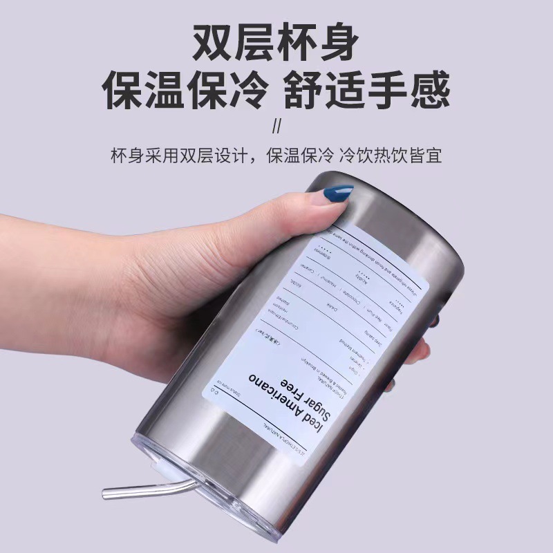304 stainless steel iced Americano coffee cup, heat and cold preservation ice cup, simple office portable car straw water cup Application Scenario