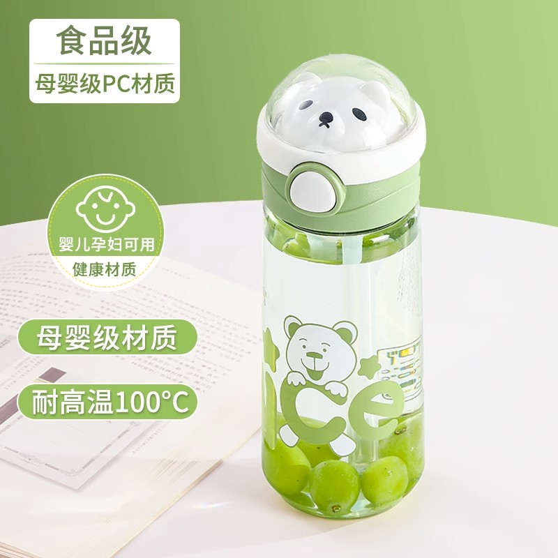 The new summer water cup features a high level of appearance, is shockproof and leak-proof, and is suitable for adult drinking with a straw, a water bottle, and a cartoon large-belted straw cup full figure