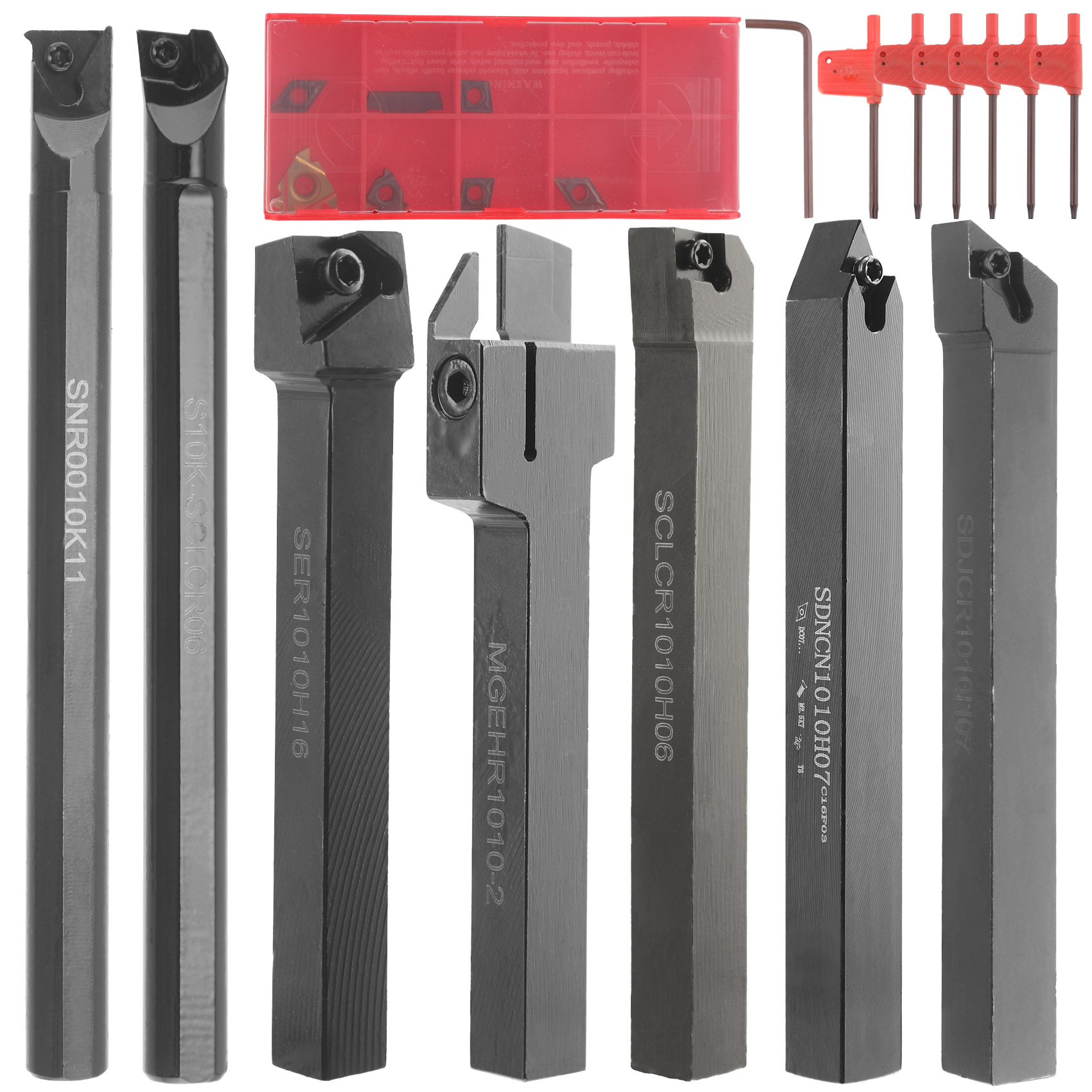 Cross-border stock of 21 pieces multi-functional carbide inserts, tool holders, boring tool bars with wrenches, lathe tools undefined
