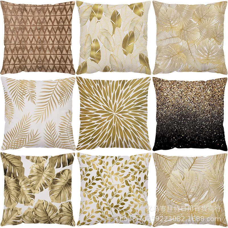 Amazon Golden leaf square sofa, throw pillows, long strip pillows, long backrests, pillow cushions, waist pillows, waist cushions, no pillow core full figure