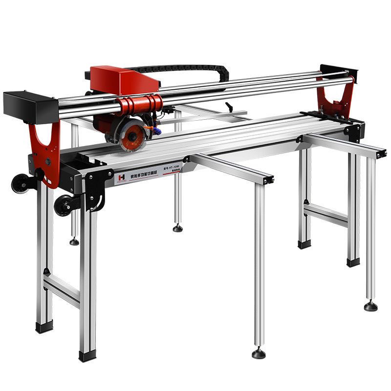 Womalong multi-functional fully automatic countertop tile cutting machine, manual push knife, 45-degree chamfering device for marble Application Scenario