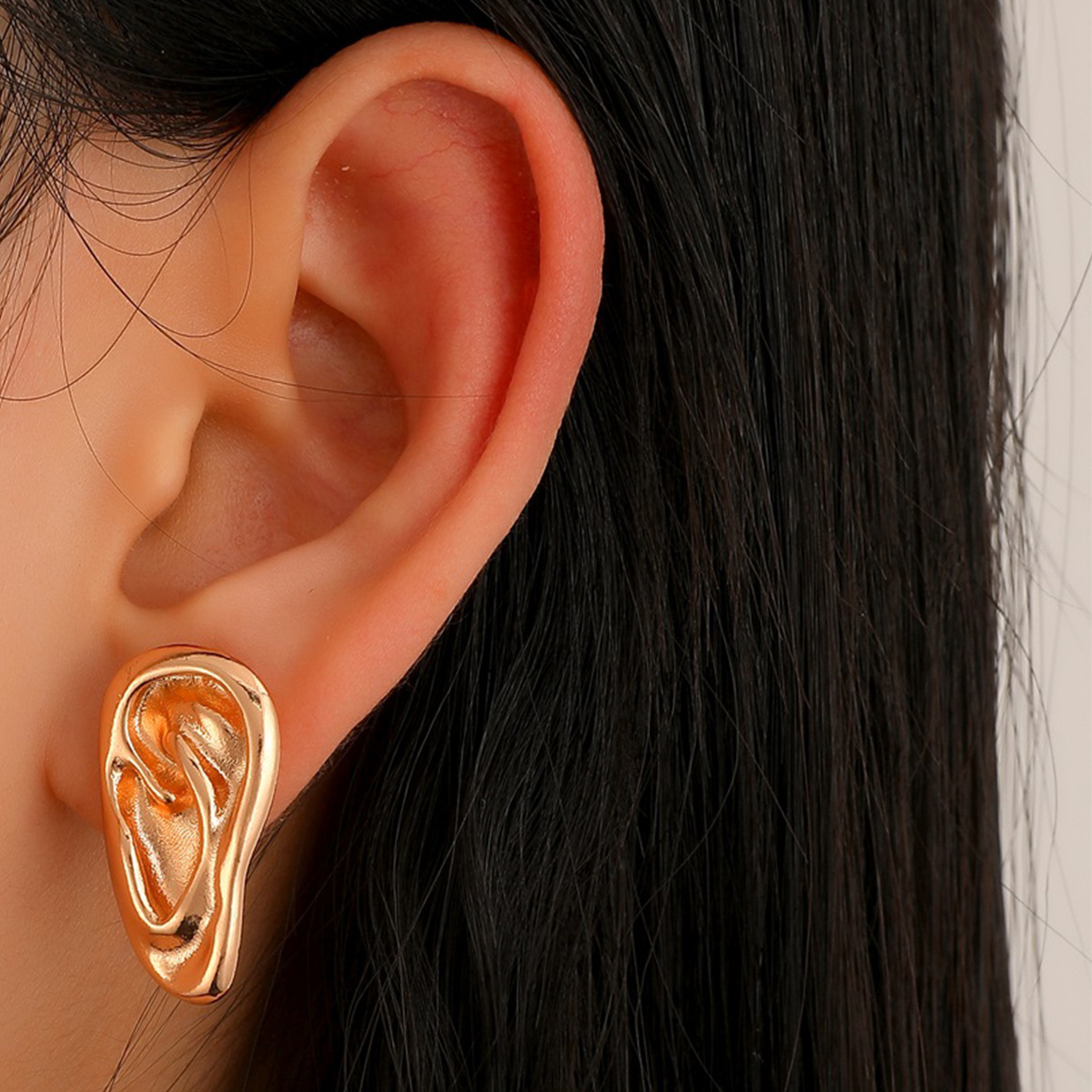 Cross-border new creative simulation ear studs, European and American fashionable alloy irregular earrings, personalized and simple earrings full figure