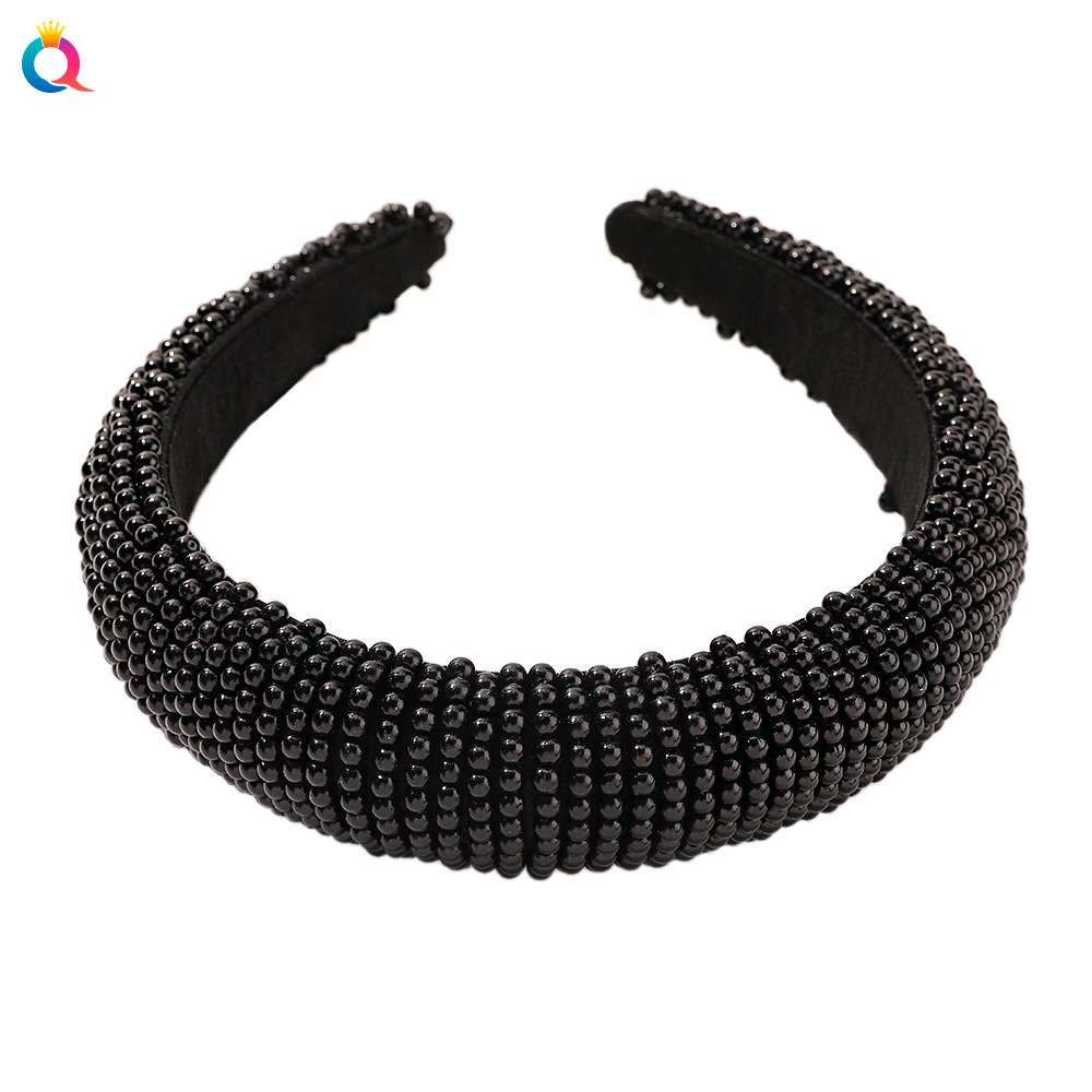 Qiyue Pearl headband, a retro socialite headband, handcrafted beaded, fashionable and versatile for women, a hair tie and accessory for going out Item Picture