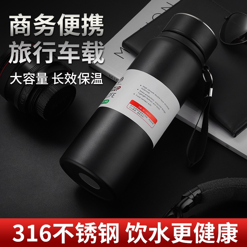 Cross-border large-capacity 316 stainless steel insulated cups, men's and women's office water cups, portable outdoor sports water cups, travel cups details Picture