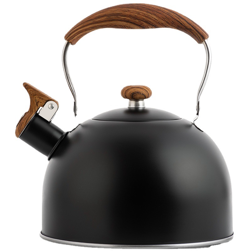 Cross-border black whistling kettle for brewing coffee and milk, whistling kettle for boiling water, 2.5L spray color whistling kettle, universal for stoves Item Picture