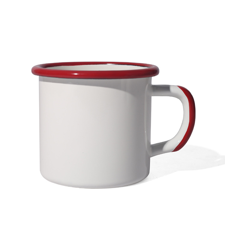 350ml customizable cup handle color enamel coffee cup, 8cm colored edge nostalgic retro enamel mug Specification drawing