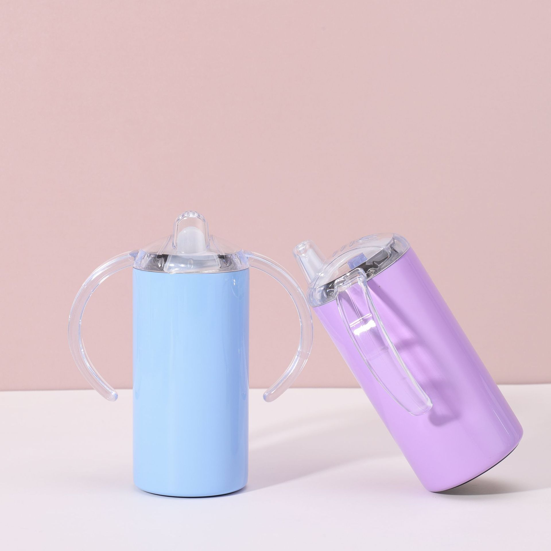 Amazon double-layer pacifier cup 12oz double-ear cup Vacuum outdoor straight cup 304 stainless steel children's straw cup details Picture