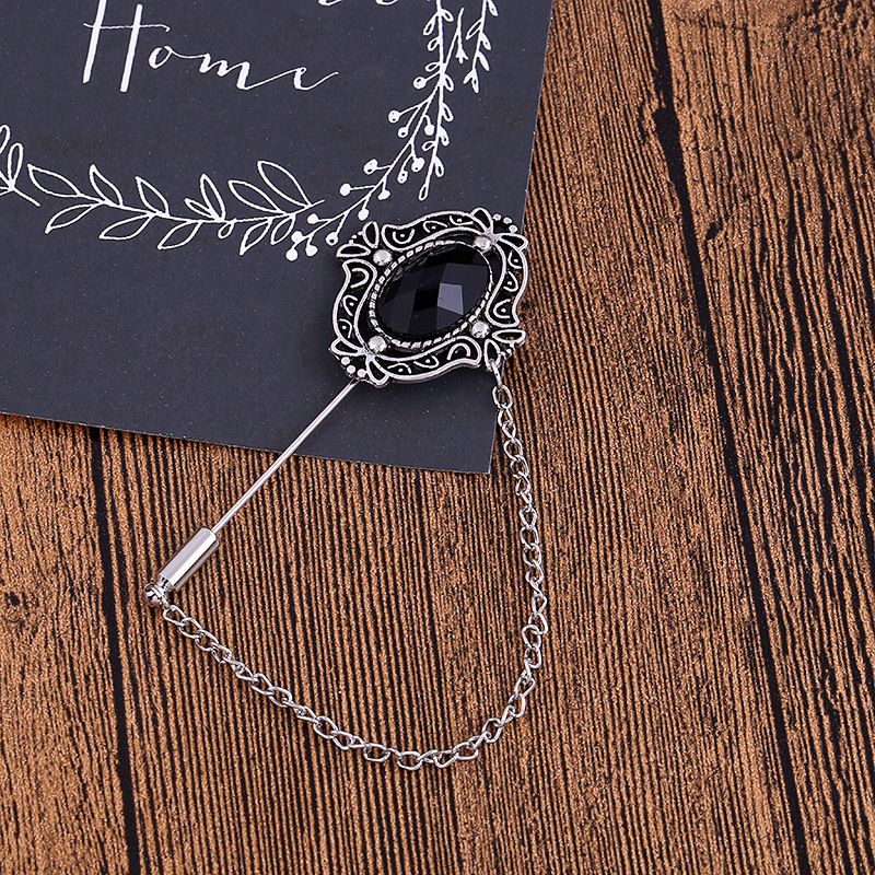Z109 Korean version retro diamond-encrusted brooch Men's small suit insert brooch accessory Specification drawing