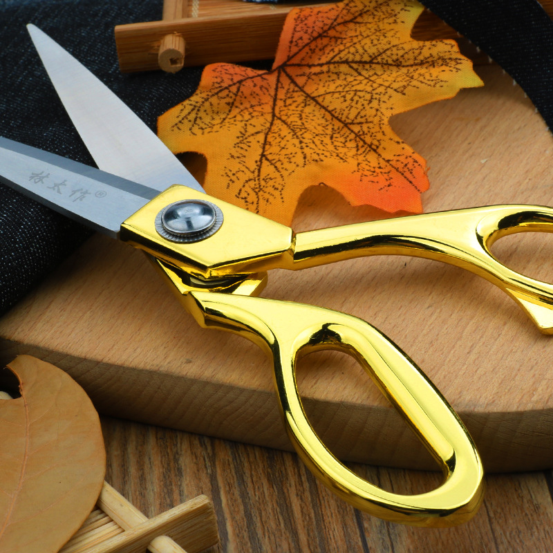 Lin Tai's 10-inch stainless steel clothing scissors, galvanized alloy handle leather trousers, linen thread scissors Specification drawing