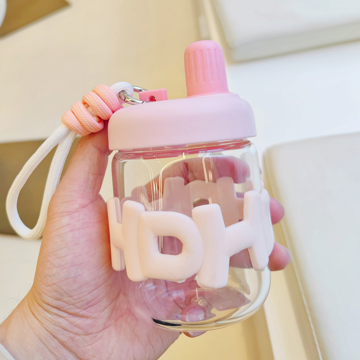 New style of girl's glass cup, high appearance level, student direct drinking cup, portable and creative, Instagram popular simple girls' cup Application Scenario
