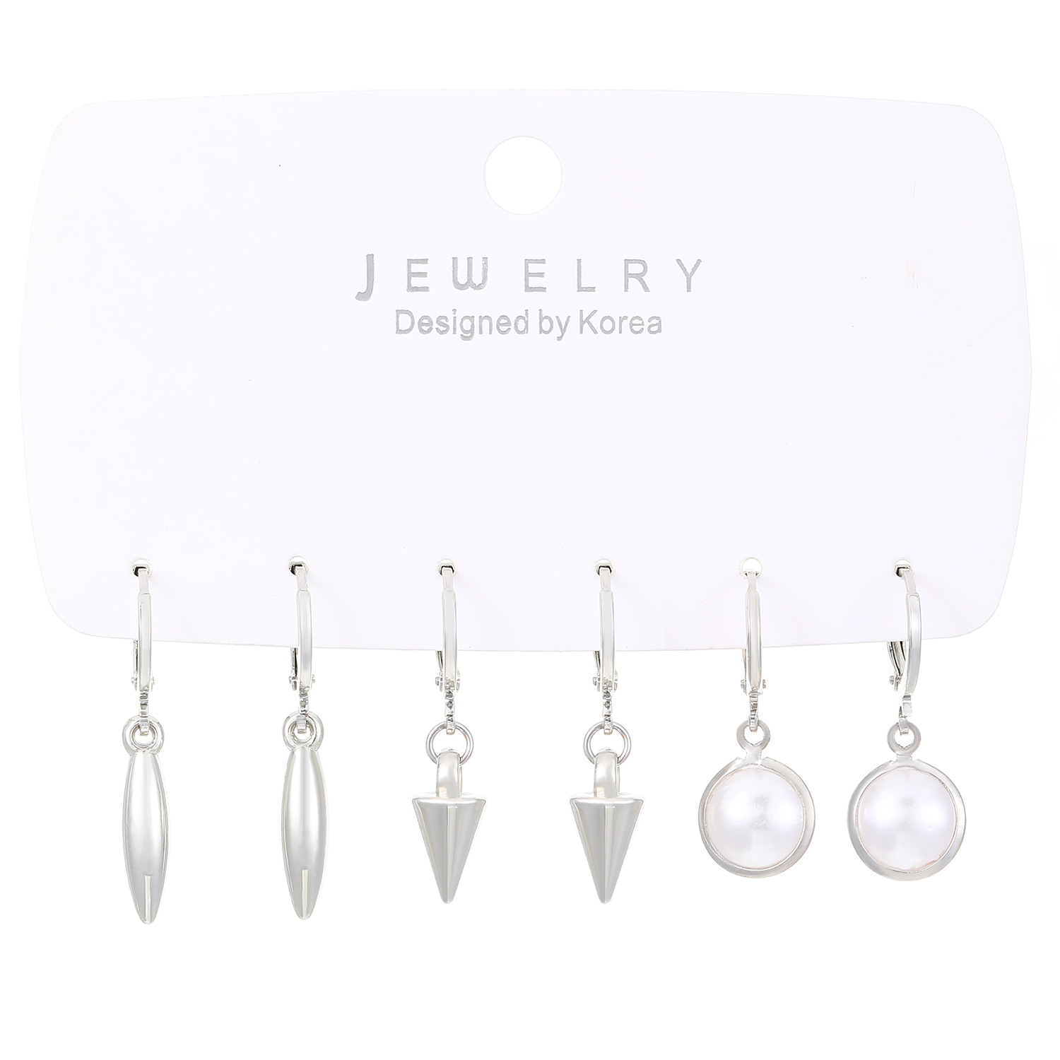 European and American cross-border earrings, fashionable and simple ear ring and ear buckle set, pointed cone rivets, water drop cross, star earrings for women Item Picture