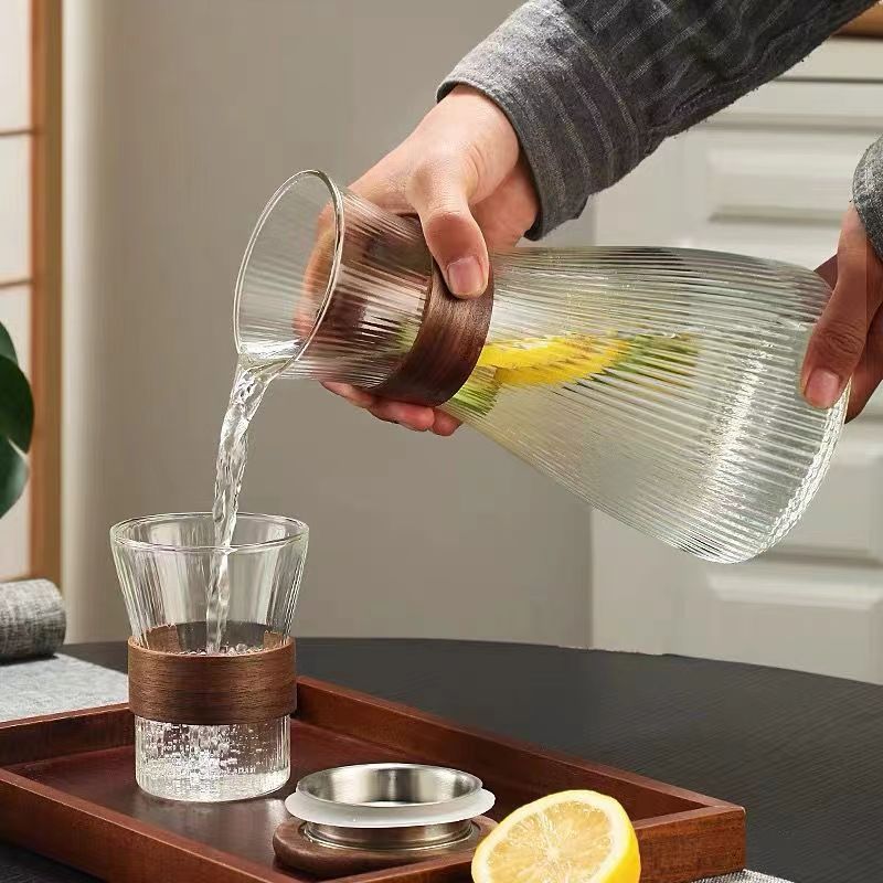 Cross-border cooling water kettle, glass high-temperature resistant cooling water kettle, household cooling water cup set, explosion-proof cooling water kettle, high appearance level Specification drawing