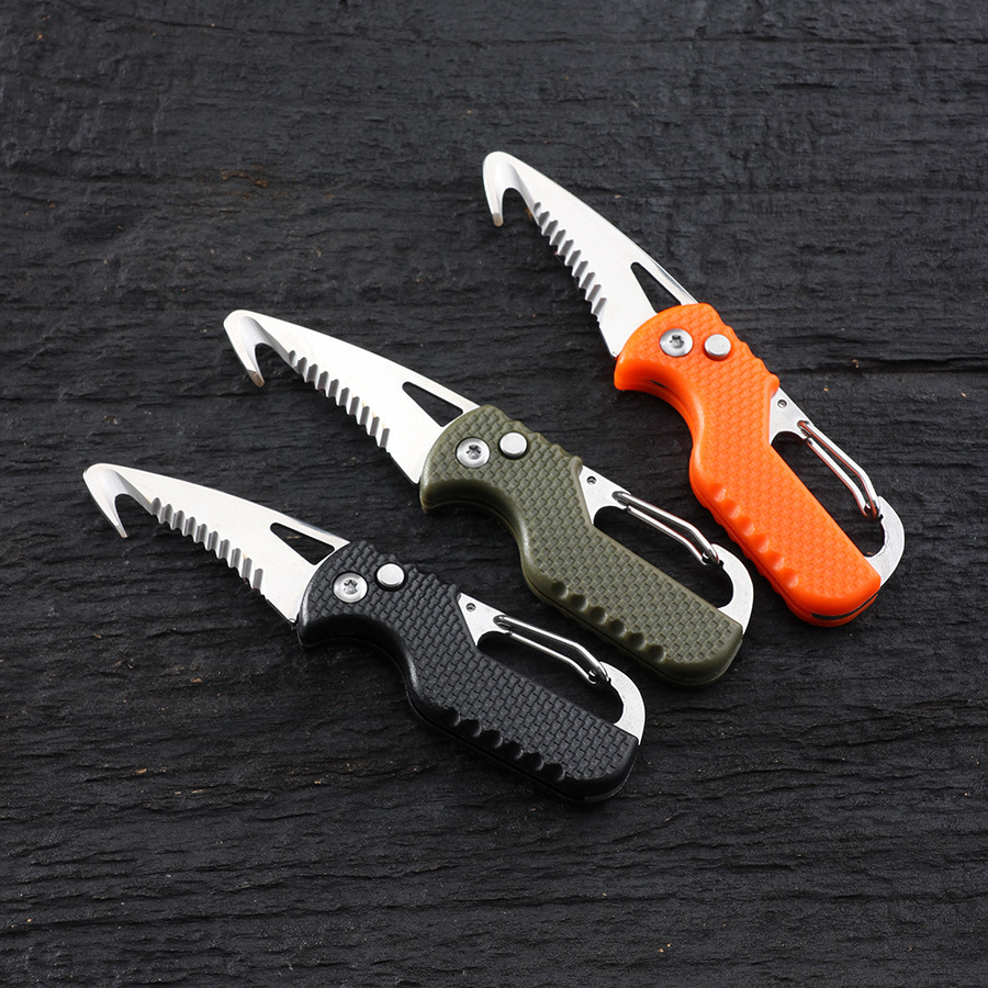 Cross-border express box opener, multi-functional outdoor portable knife, hook, serrated survival tool, folding box opener Application Scenario