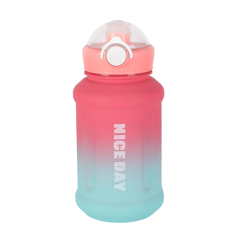 Donton plastic cups, children's cartoon outdoor large-capacity straw water cups, summer sports direct drinking cups for male and female students Item Picture