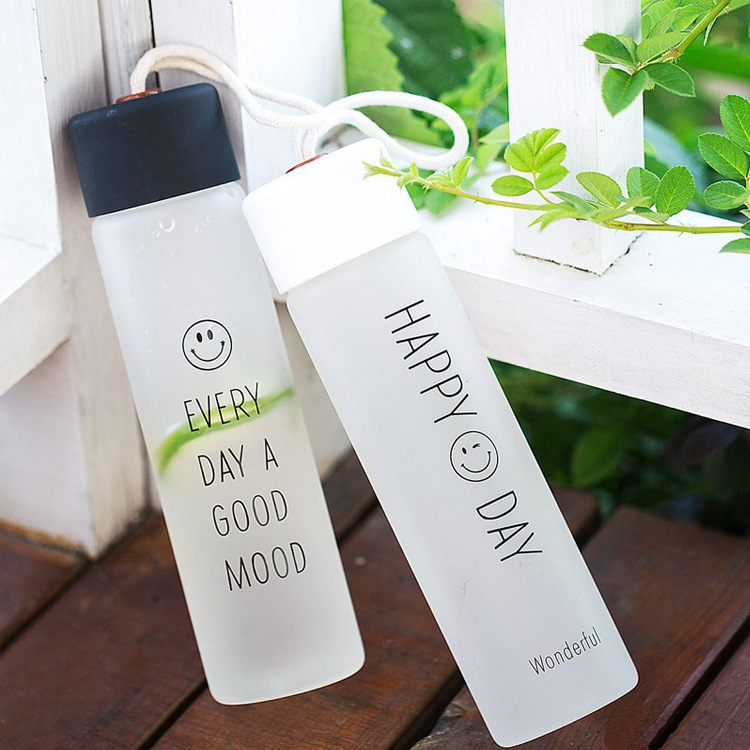 Frosted smiling face hemp rope cup, creative portable and casual glass cup, opening small gift advertising cup, printed LOGO wholesale Specification drawing