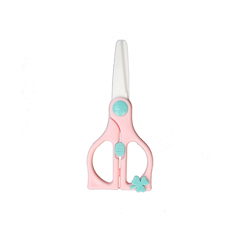 Ceramic scissors with covers, children's food scissors, baby complementary food scissors, household food, kitchen blunt-tipped food scissors tools Item Picture