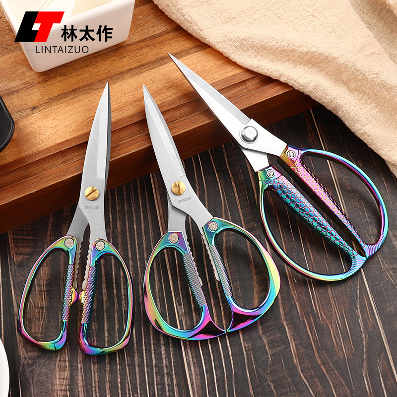Lin Taizuo stainless steel K82K26 scissors, multi-functional strong alloy scissors, color-plated titanium handle, running around scissors Specification drawing