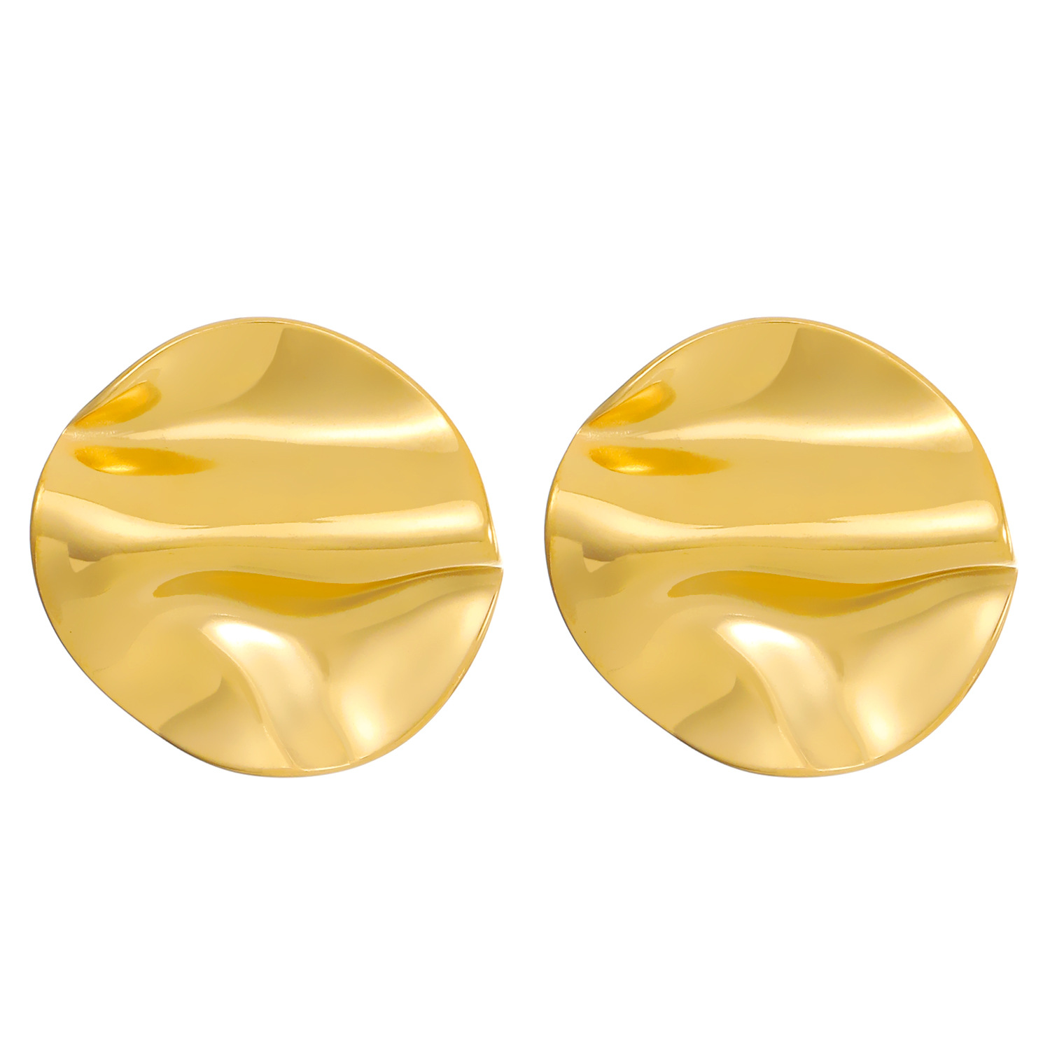 New cross-border titanium steel pleated geometric earrings, InS-style European and American retro smooth irregular earrings, vintage earrings Item Picture